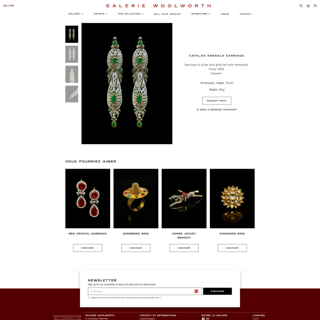 Galerie Woolworth - fiche produit détaillée, bijou ancien