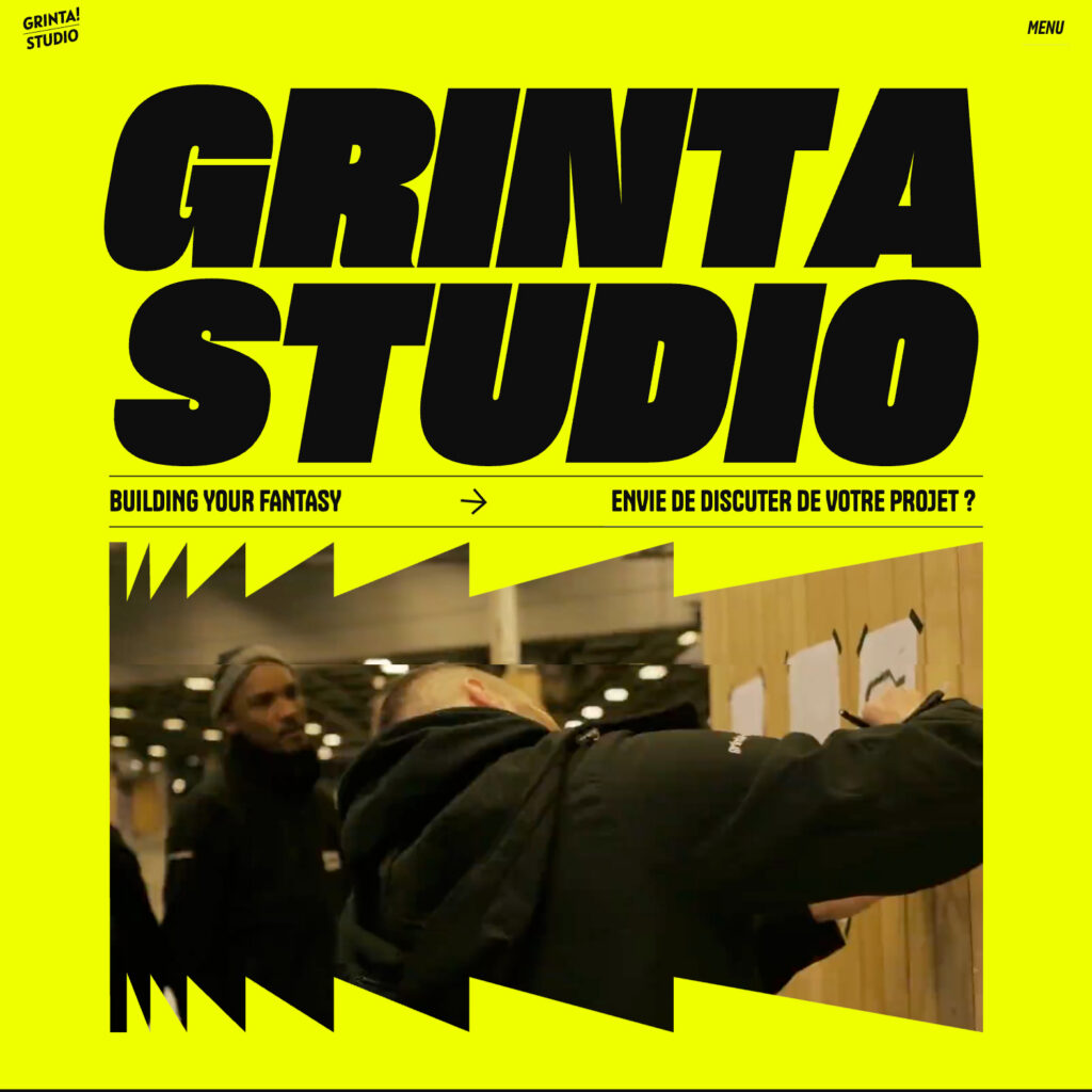 Grinta Studio - page d'accueil refonte WordPress, section hero